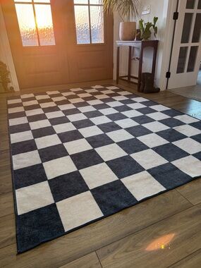 Ruggable Jacque Checkered Black Flatwoven Rug